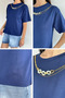 Women's Crew Neck Blouse with Necklace Accessory - 5