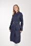 Women's Denim Trench Coat with Snap Detail - 5