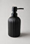 Vovy Striped Glass Soap Dispenser 500 ml – Modern Liquid Soap and Detergent Dispenser with Black Pump - 18.5 cm X 7 cm - 3
