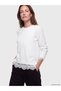 Özmarka New Season Ecru Crew Neck Lace Detailed Women's Knitwear Sweater