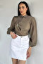 Women's Degaje Collar Brooch Detailed Blouse - 5