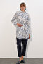 Women's Patterned Long Shirt Tunic 1567 - Blue - 4