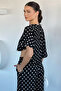 Women's Crew Neck Polka Dot Bat Sleeve Blouse - 4