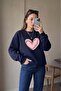 Unisex Cream Heart Printed Crew Neck Sweatshirt
