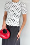 Women's Front Gathered Polka Dot Blouse - 2