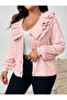 Powder Pink Ruffle Collar Hair Knit Sweater Cardigan - 4