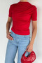 Women's Shoulder and Waist Draped Short Sleeve Blouse - 2