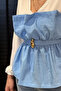 V-Neck Garnished Buckle Women's Blouse - 3