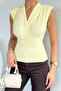 Women's Shoulder Padded Double Breasted Collar Blouse - 2