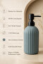 Vovy Striped Glass Soap Dispenser 500 ml – Modern Liquid Soap and Detergent Dispenser with Black Pump - 18.5 cm X 7 cm - 5