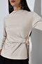 Women's Modal Side Buckle Draped Long Sleeve Blouse - 2