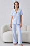 Regular V-Neck Casual Blue Pajama Set - 2