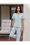 Viscose Blend Homewear Aqua Green Pajama Set - 5