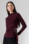 Women's Modal Side Buckle Draped Long Sleeve Blouse - 6