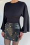 Women's Bat Sleeve Waist Gathered Blouse - 2