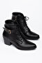 Women's Western Cowboy Lace-Up Buckle Zipper Thick Heeled Boots - 3