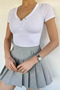 Women's V-Neck Front Snap Lycra Blouse - 3