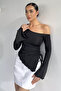 Asymmetrical Cut Women's Blouse with Drawstring Waist