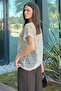 Women's Sequin Detailed Mesh Blouse - 6