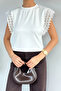 Women's Crew Neck Ruched Sleeve Blouse - 3
