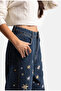 Women's Dark Jeans 1W6-8 Mega Baggy Star Embroidery Detailed Special Design Denim Jean - 7