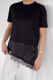 Women's Crew Neck Satin and Guipure Embellished Blouse - 2