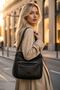 Nine-Compartment Faux Leather Handbag