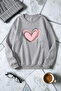 Unisex Cream Heart Printed Crew Neck Sweatshirt