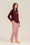 Women's Long Sleeve Plum Patterned Modal Pajama Set (with Socks as a Gift) - 6