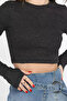Women's Crew Neck Sleeve Windowed Camisole Crop Top Blouse - 4