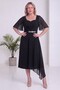 Women's Plus Size Stone Detailed Midi Chiffon Dress Black