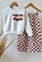 Boy's Sweatshirt and Checkered Sweatpants Set Brown - 4