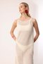 Openwork Knitted Strappy Ecru Women's Long Beach Dress – Alessia - 2