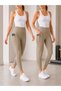 Women's 2-Pack Economical High Waist Gathering Side Pocket Sports Leggings Fitness Yoga Casual Stretch Leggings - 2