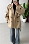 Women's Apolete Belted Medium Length Trench Coat Beige - 4