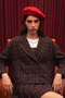 Plaid Double-Breasted Short Jacket Brown