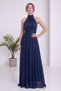Women's Evening Dress Halter Neckline Pleated Long Satin Textured Evening Gown Navy Blue, Brown, Lilac, Black - 3