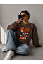 Unisex Halloween Themed Print Oversize Crew Neck Sweatshirt - 2
