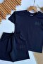 Boy's Logo Printed T-Shirt Shorts Set Navy Blue