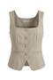 Ecru Unlined Square Collar Vest