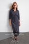 Women's Anthracite Shirt Collar Draped Lycra Woven Midi Dress Alc-X15596 - 2