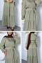 Buttoned Front Hijab Dress with Elastic Waist and Ankle Belt Detail - 4