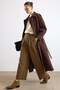 Raglan Sleeve Trench Coat with Cape and Epaulet Detail, Water Repellent Feature, K. Brown 6891 - 2