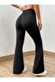 Black Flared Leg High Waist Tightening Leggings - 7