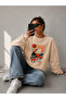 Unisex Halloween Themed Print Oversize Crew Neck Sweatshirt - 2