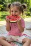 Girl's Watermelon Embroidered T-Shirt and Short Leggings Set Pink - 2