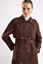Raglan Sleeve Trench Coat with Cape and Epaulet Detail, Water Repellent Feature, K. Brown 6891 - 5
