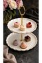 Habbe Gold Gilded 2-Tier Porcelain Cookie Holder and Serving Tray - 6