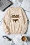 Unisex Leopard Patterned Heart Printed Crew Neck Sweatshirt - 2