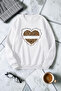 Unisex Leopard Patterned Heart Printed Crew Neck Sweatshirt